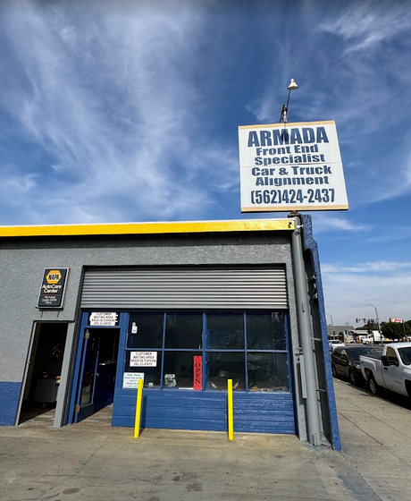 Armada Frame & Wheel Alignment shop front in Long Beach CA